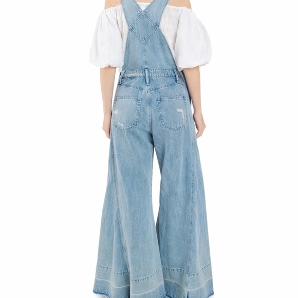 Wisteria Lane Super Wide Leg Denim Distressed Overalls — Size Medium - Picture 2 of 8